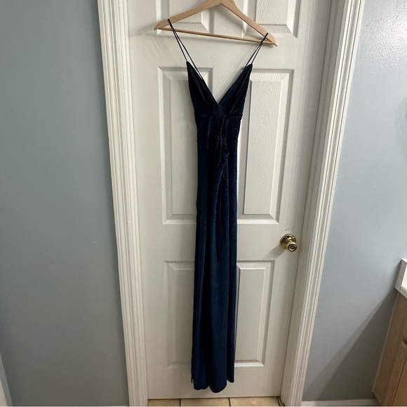 Lucy in the Sky Dress Long Formal Lace Up Blue Sparkly Celestial Size Small - Picture 3 of 6